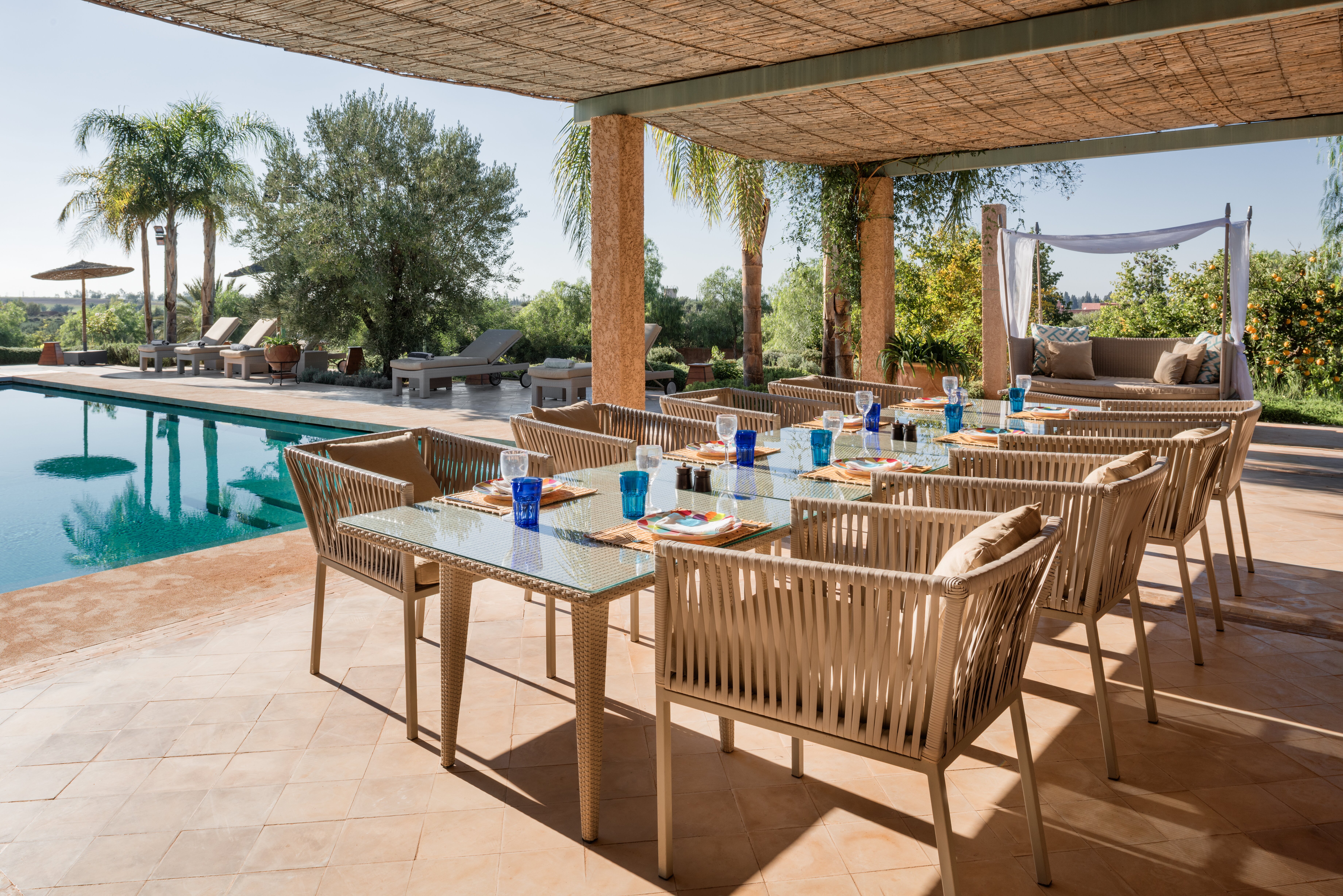 Dining near the pool