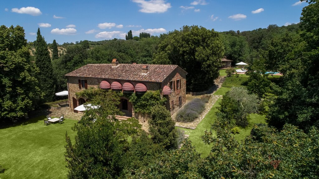 The house with the pool area behind 
