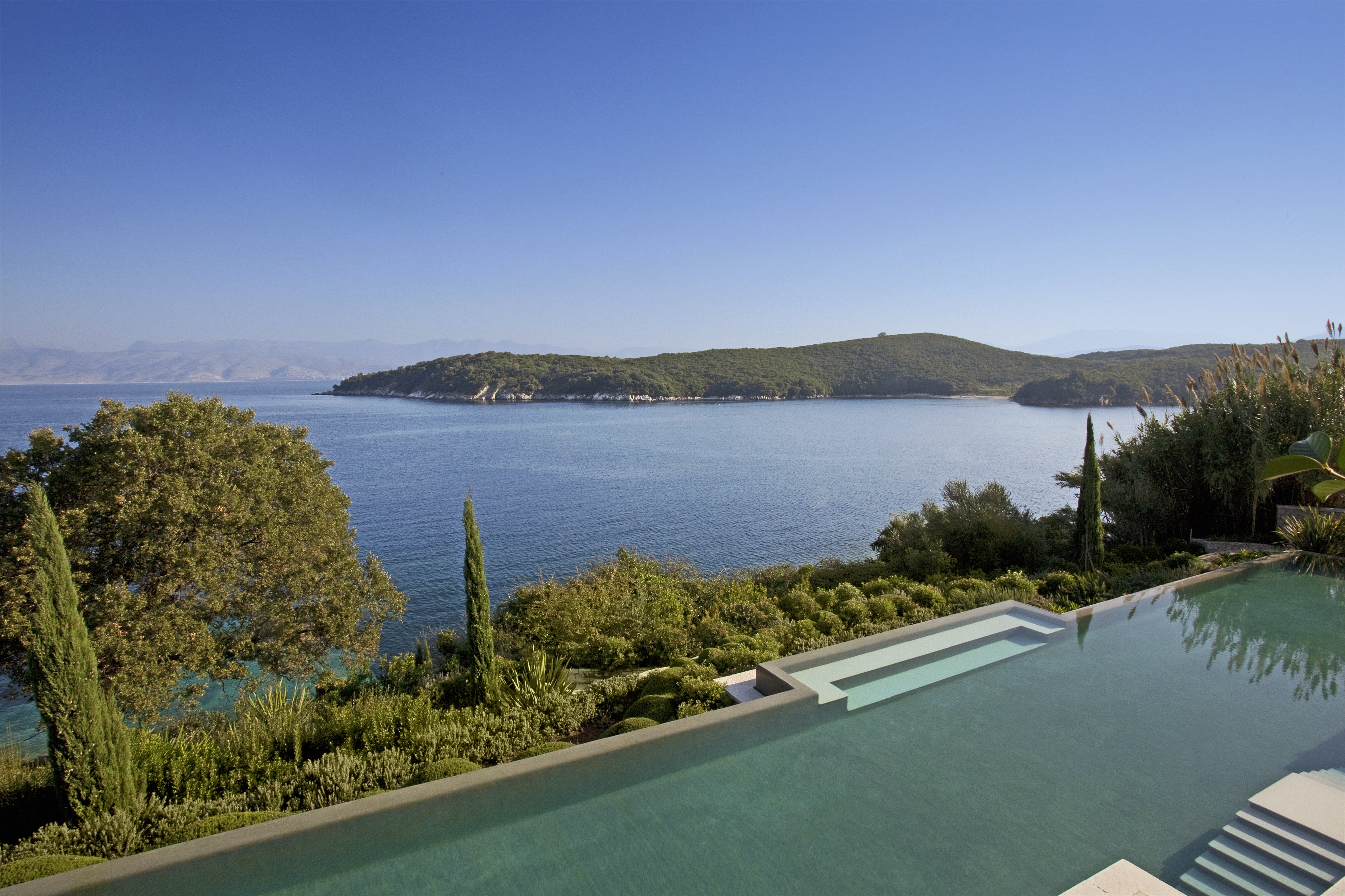 A forty metre swimming pool with serene sea views at Kingfisher Point