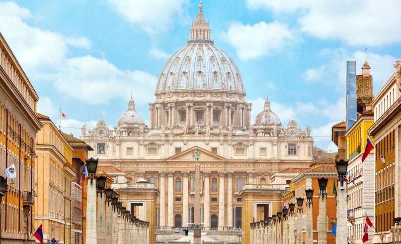 View at St. Peter's cathedral in Rome, Italy
