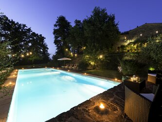 Pool area - atmospheric by night