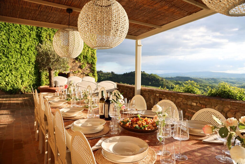 Dining terrace outside the Haybarn