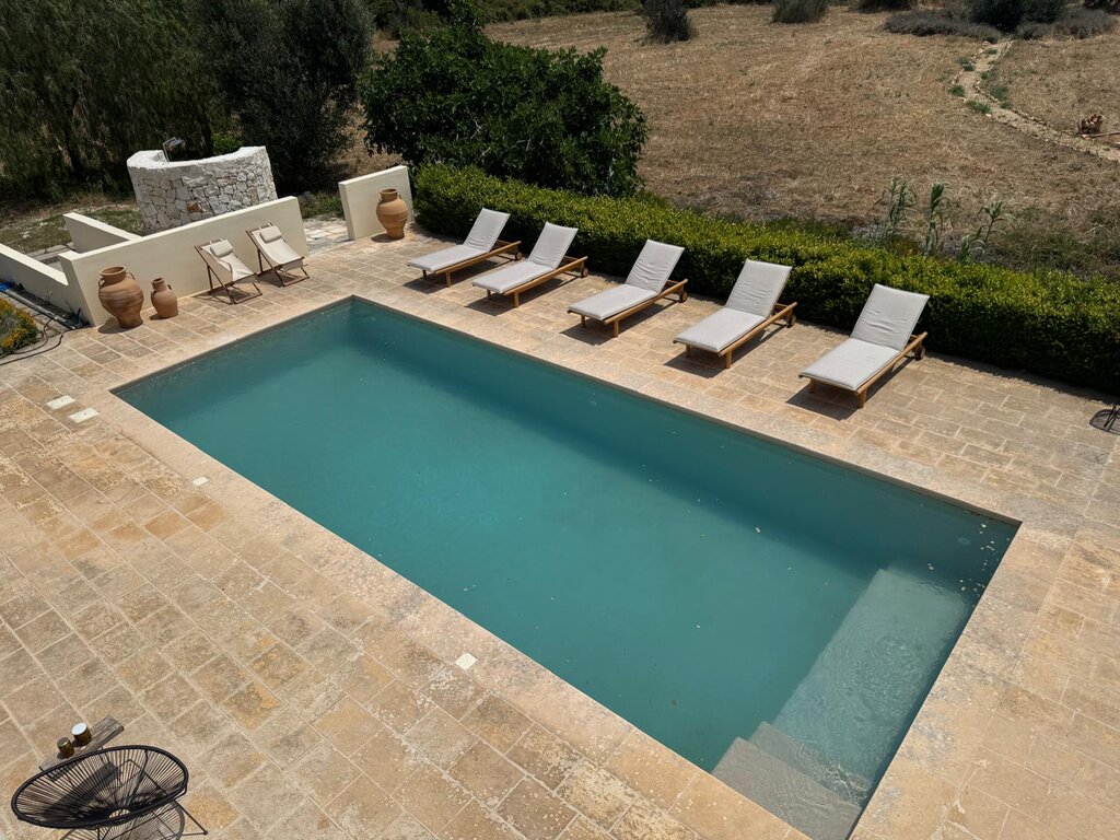 Pool with new furniture